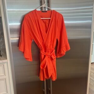Elegant Orange Wrap Dress